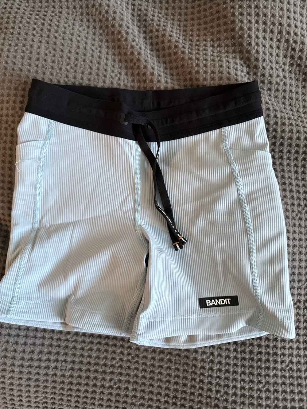 Bandit Light Blue Ribbed Stamina Running Shorts with Pockets